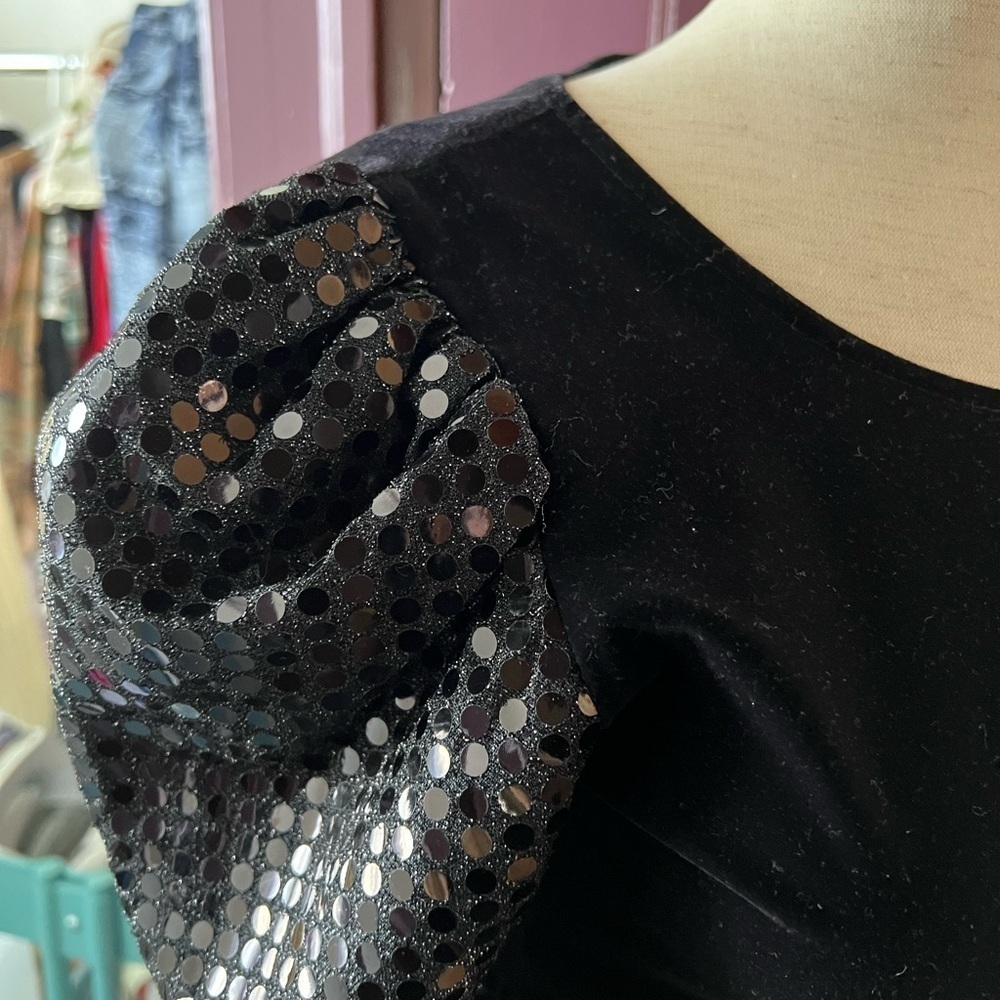 Vintage Memories Black Velvet & Sequin Party Dress - Picture 3 of 5